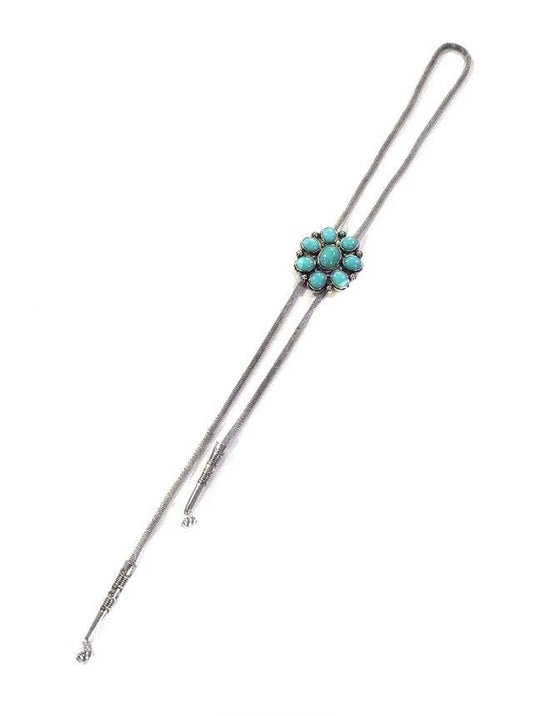 Western Turquoise Concho Bolo Necklace