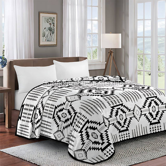 Black & White Aztec King Size Super Soft Plush Blanket