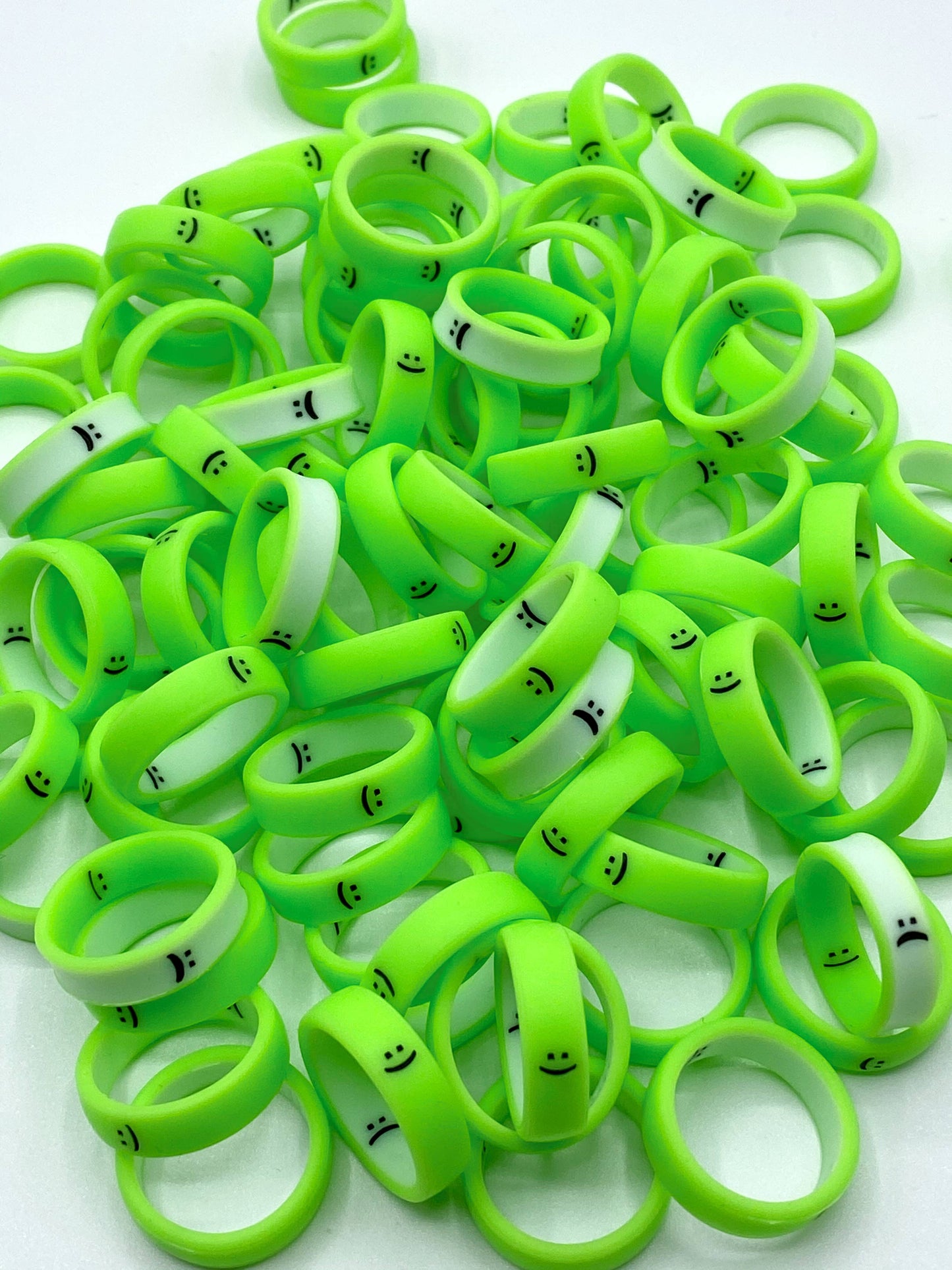 Flip Reversible Smile and Frown Ring Neon Green