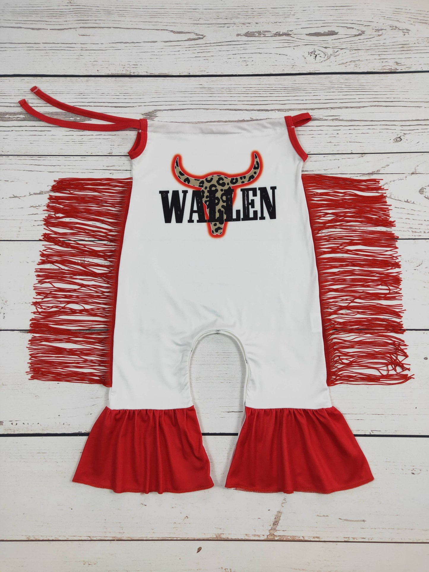 Leopard Cow Fringe Baby Girls Romper: 0-3M