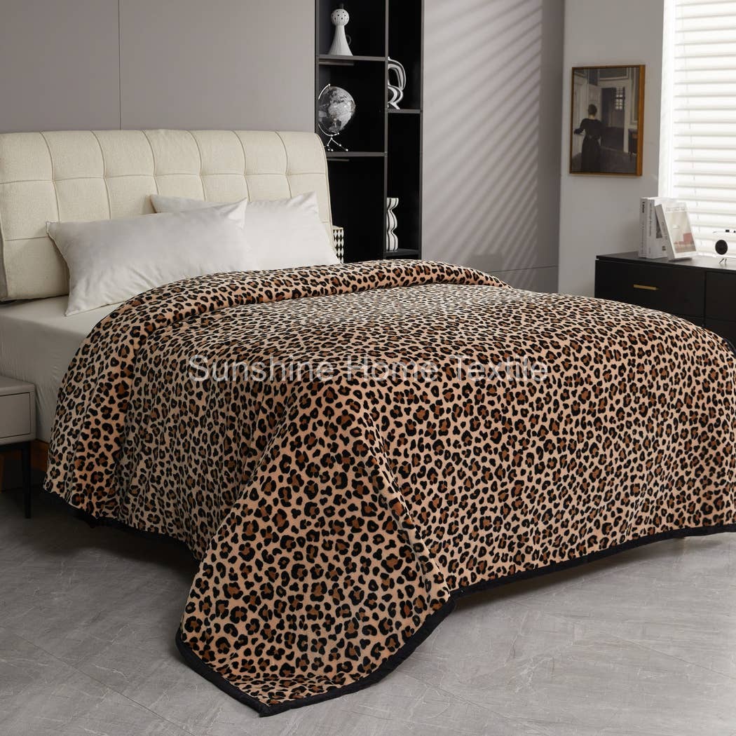 Leopard Print King Size Super Soft Plush Flannel Blanket