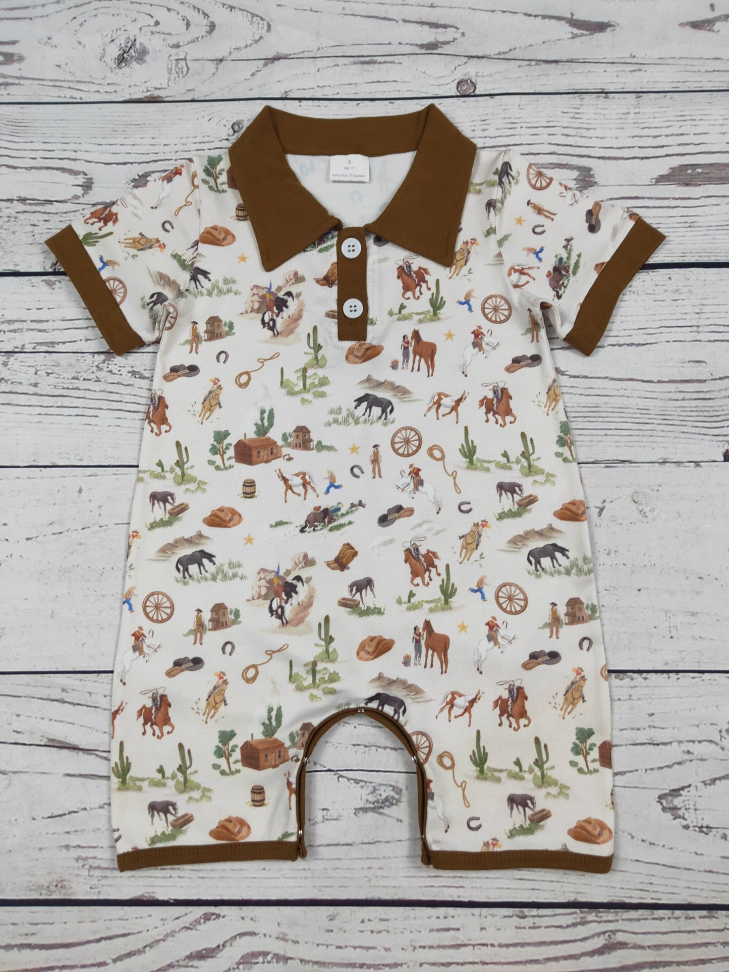 Baby Boy Western Printed Summer Romper: 6-12M