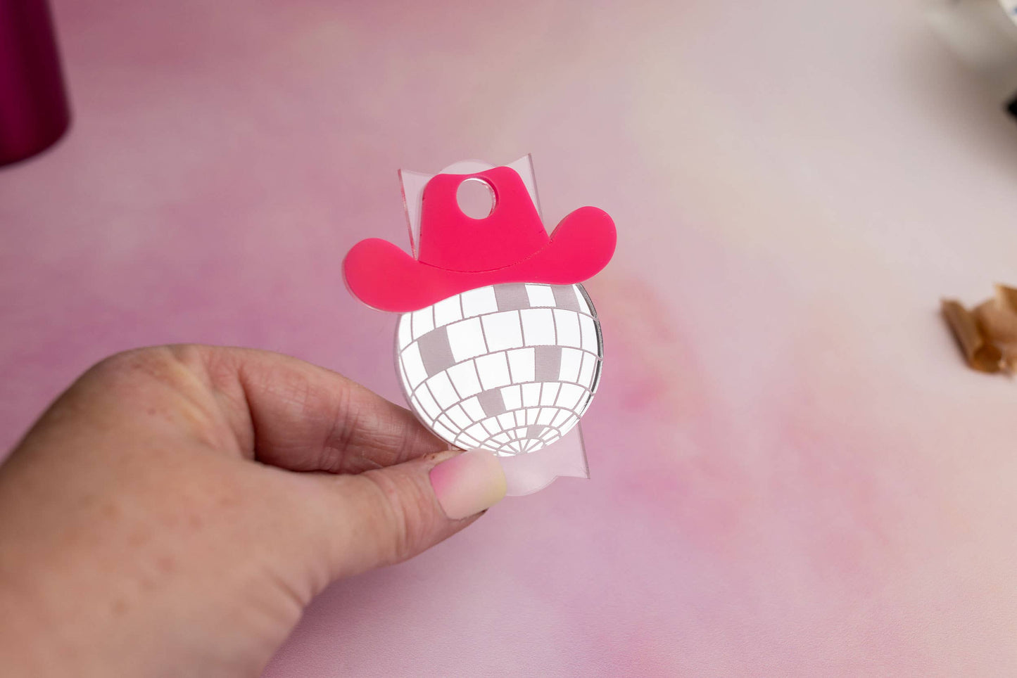 Cowgirl Disco Ball Tumbler Tag - Hot Pink: 40 Oz H20 Quencher Model