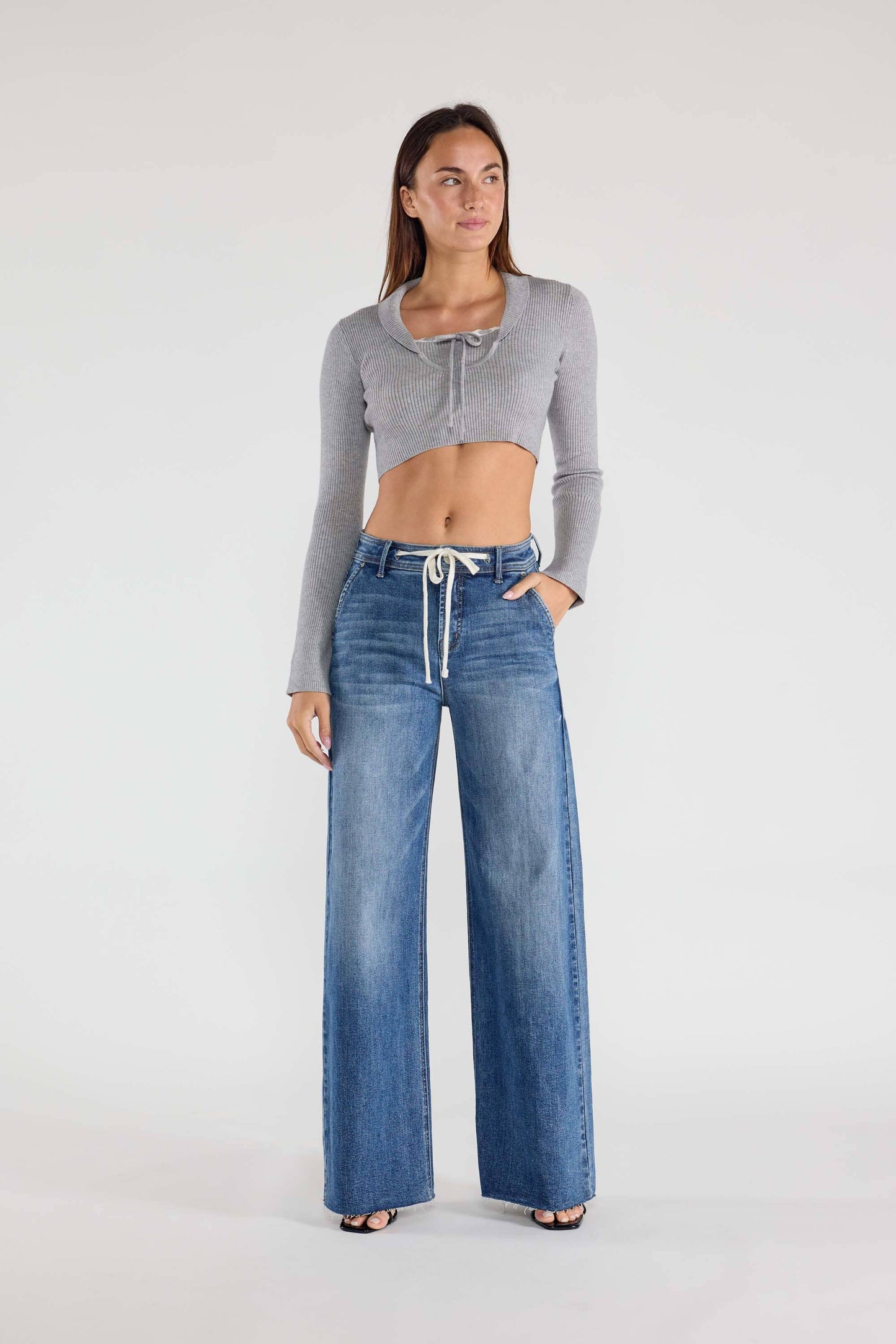 Relaxed Wide Jeans Waist String