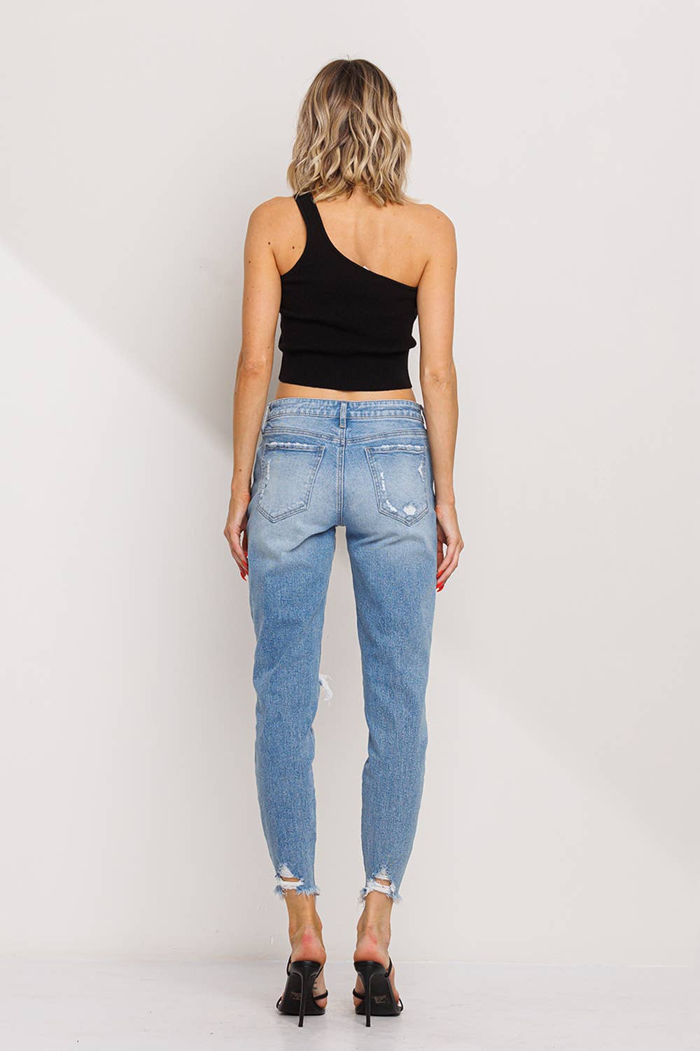 Mid Rise Distressed Skinny