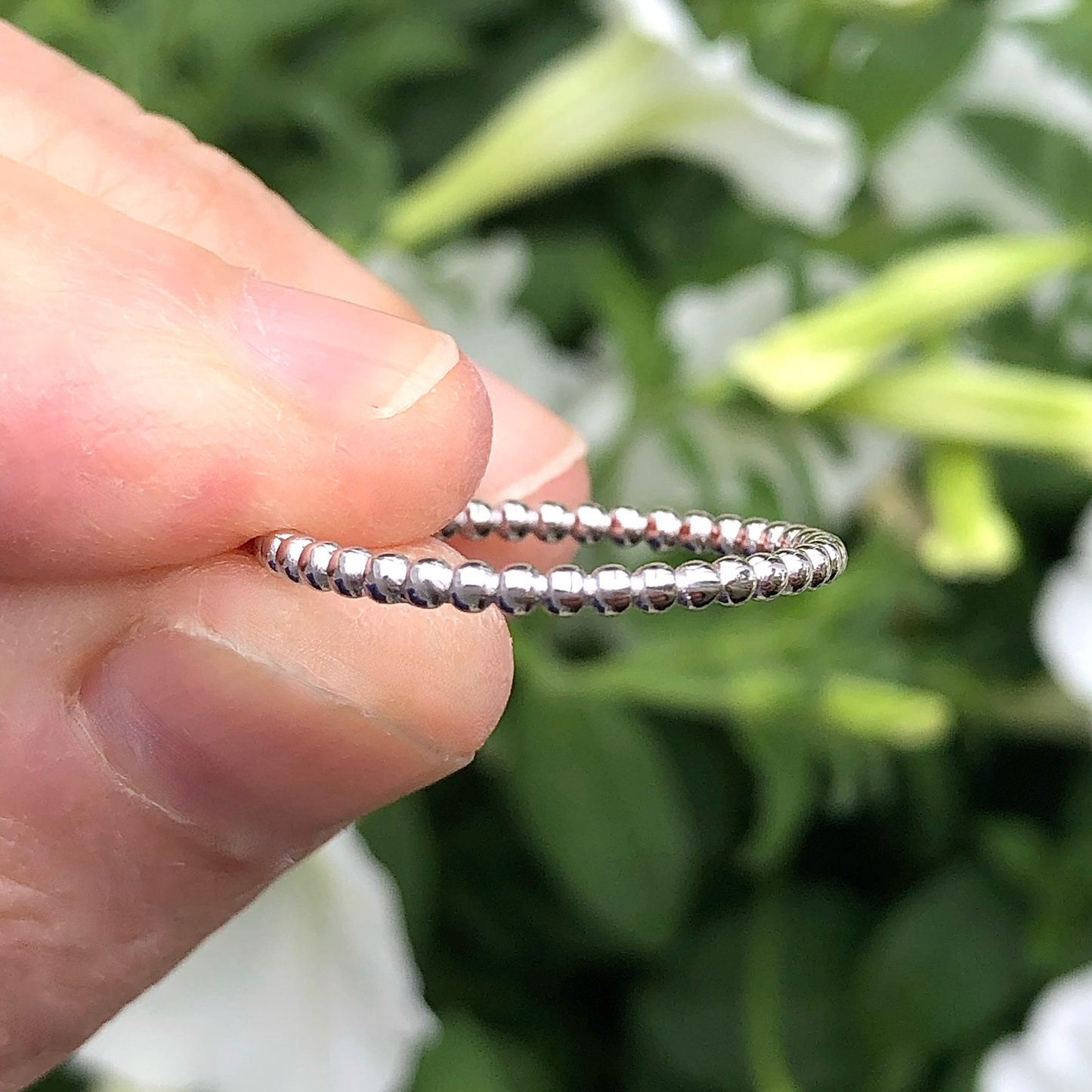 Tiny Dots High Polished Sterling Silver Band Ring: 7