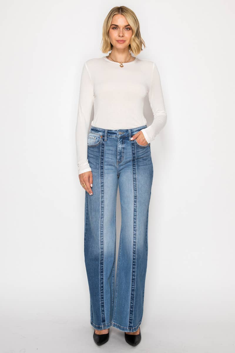 ECO FRIENDLY TUMMY CONTROL HIGH RISE RELAXED FLARE JEANS: 11 (29)