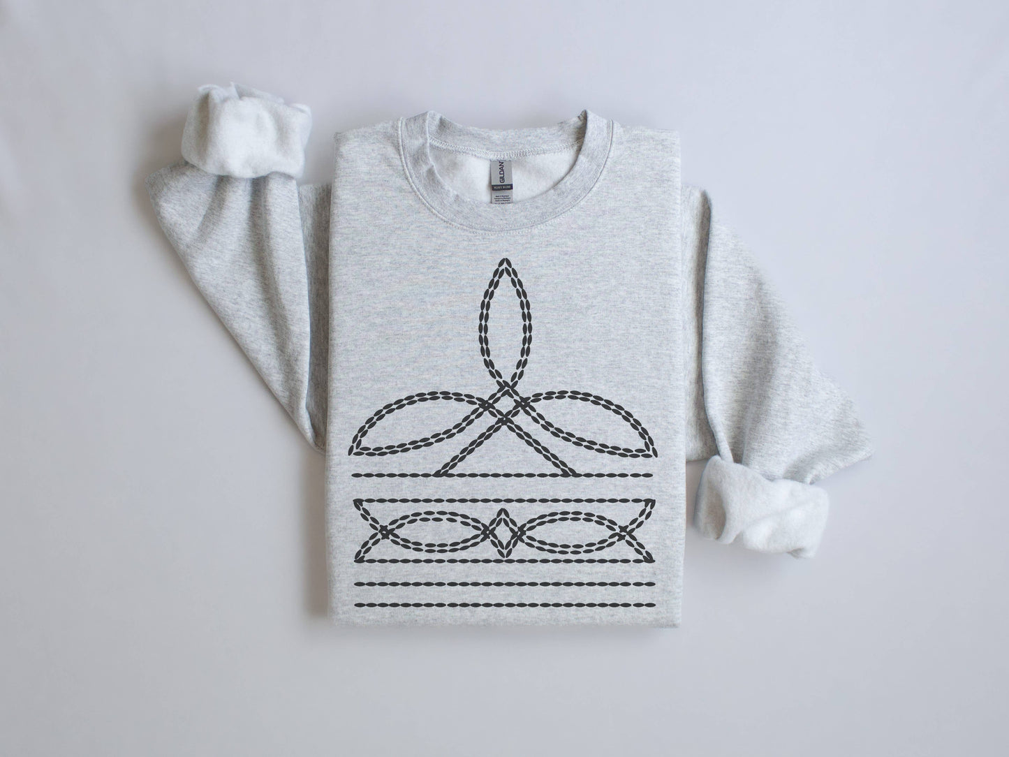 Boot Stitch Crew Neck Sweatshirt | Western Sweatshirt: Sand