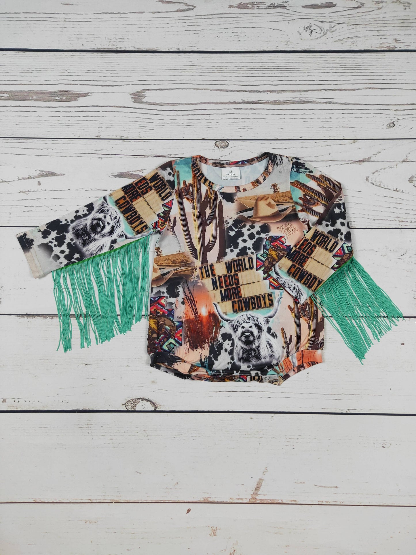 The World Need More Cowboys Fringe Baby Bubble: 6-12M