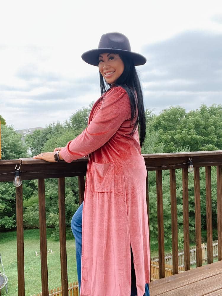 Dusty Rose Velvet Duster: