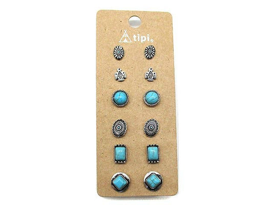 Western 6 Pair Dainty Post Earring Set