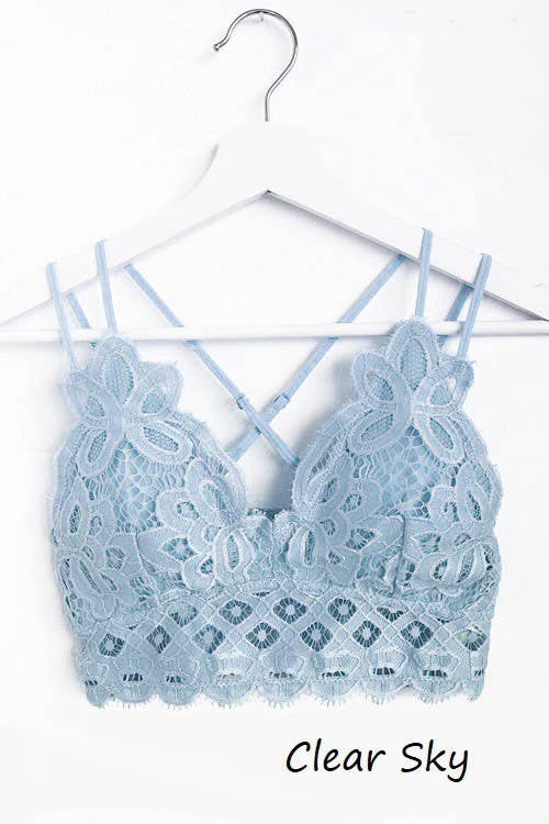 Scalloped Lace Cami Bralette: (Large )CARAMEL