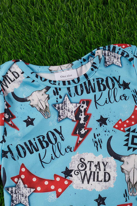 COWBOY KILLER" PRINTED BABY GOWN. PJB25153007 S