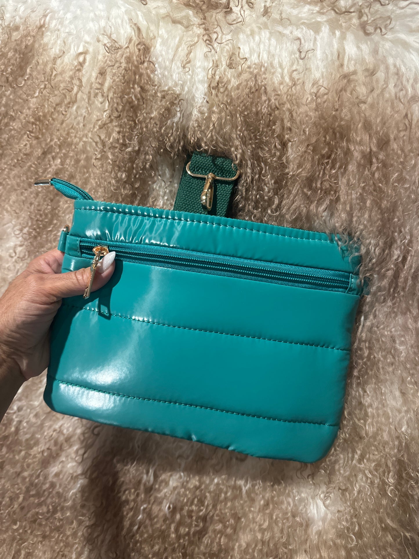 Green soft pleather crossbody