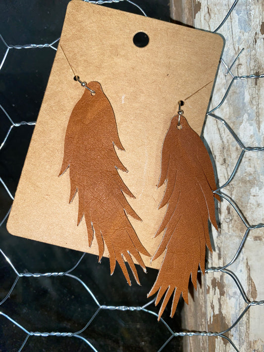 Feathered Leather Earrings