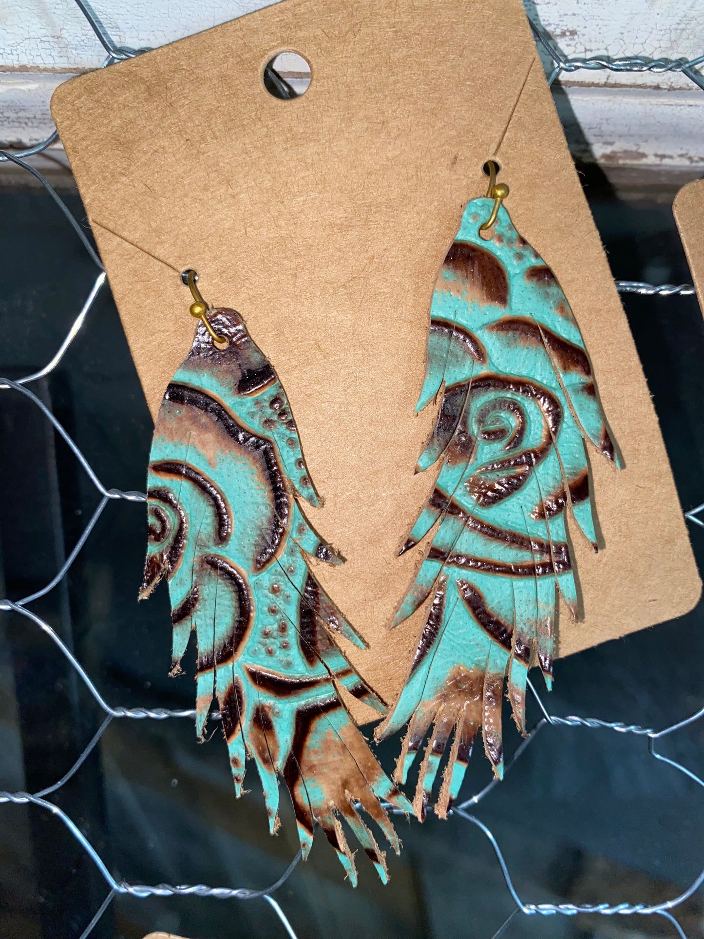 Feathered Leather Earrings