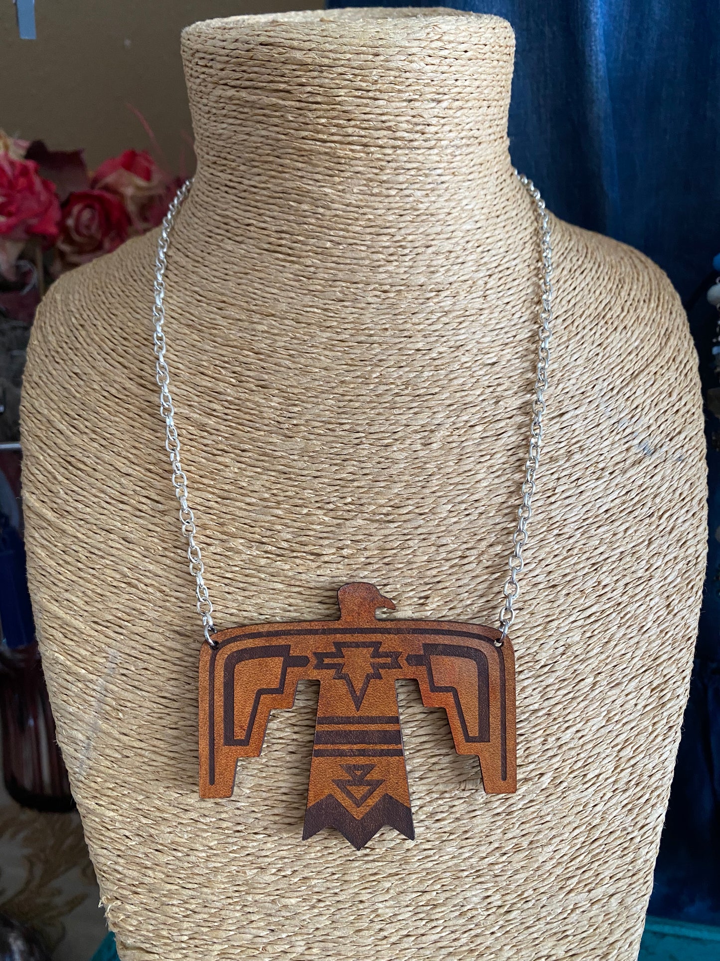 Leather Thunderbird & Buffalo Necklaces