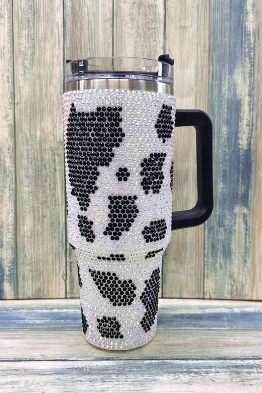 COW RHINESTONE STAINLESS STEEL TUMBLERS  40oz : Black