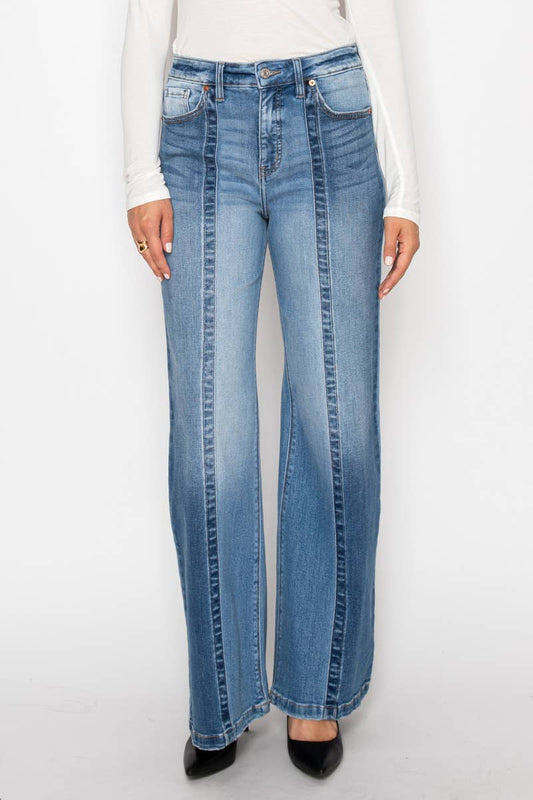 ECO FRIENDLY TUMMY CONTROL HIGH RISE RELAXED FLARE JEANS: 7 (27)