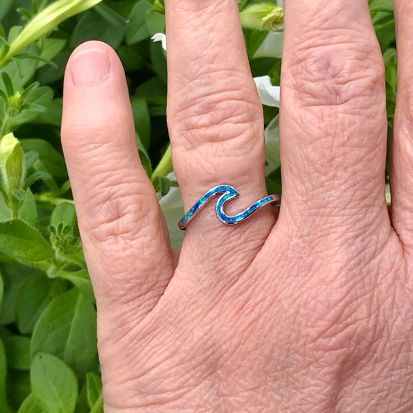 R-13 Blue Lab Opal Wave Ring: 8