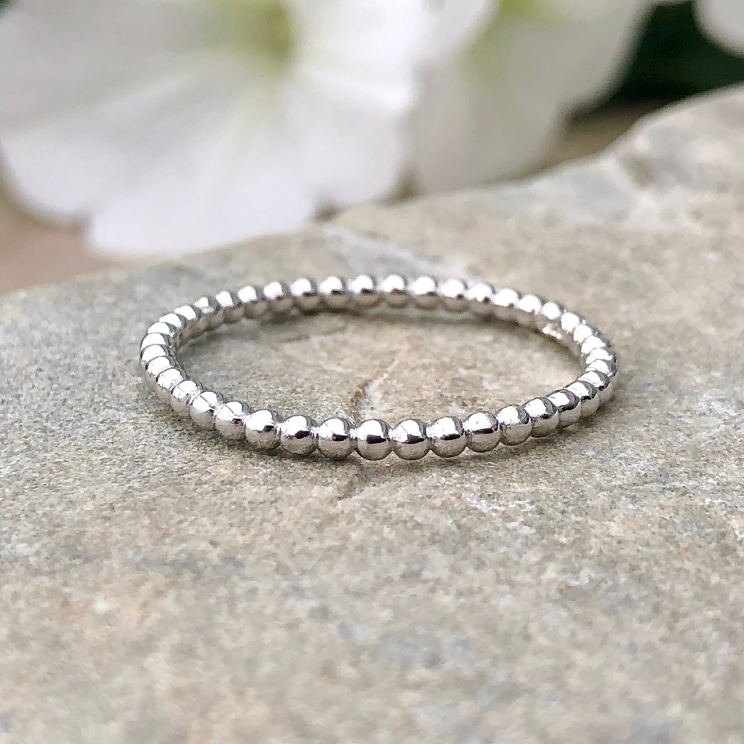 Tiny Dots High Polished Sterling Silver Band Ring: 7