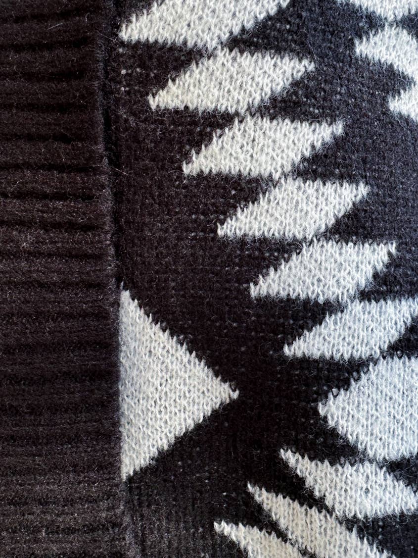 Black Aztec Printed Lightweight Cardigan with Pockets: Black / One Size