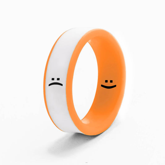 Flip Reversible Smile and Frown Ring Neon Orange