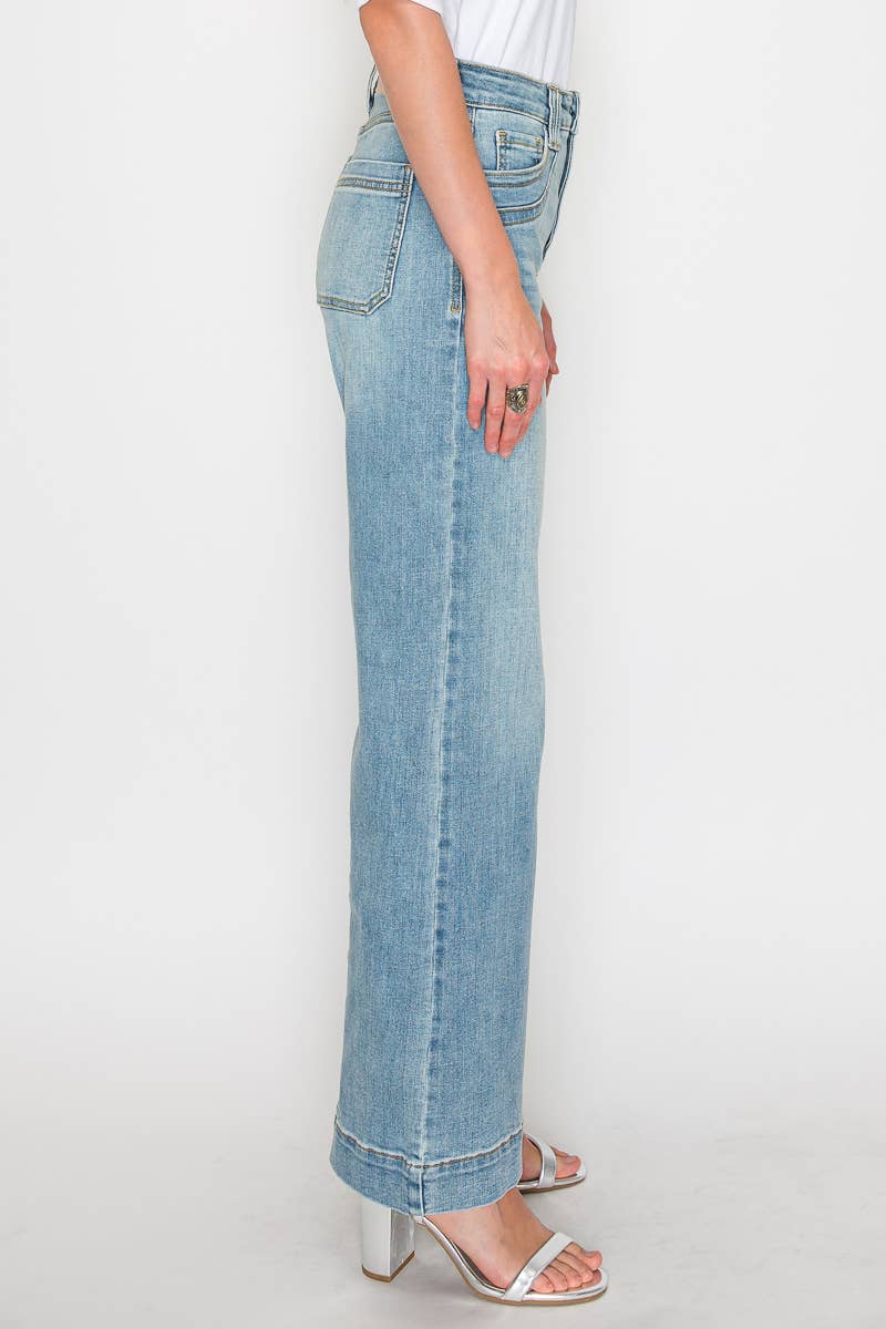 TUMMY CONTROL HIGH RISE A LINE WIDE LEG JEAN: 3 (25)