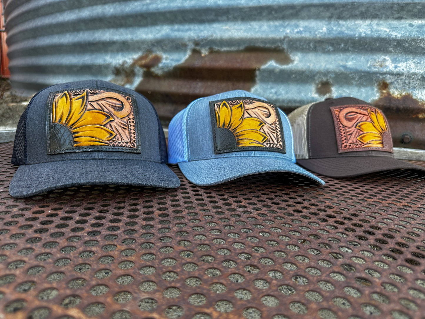 Sunflower Southwest Leather Patch Cap Cowgirl Rodeo Western Cowboy: Brown/Tan