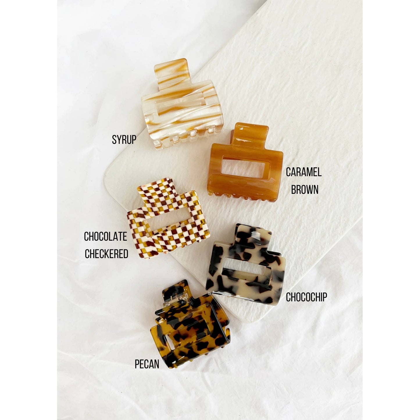 2-Inch Acetate Tortoise Hair Clips - CAMILA: CHOCOLATE CHECKERED / ONE SIZE