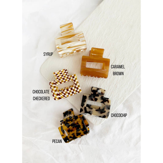 2-Inch Acetate Tortoise Hair Clips - CAMILA: CHOCOLATE CHECKERED / ONE SIZE