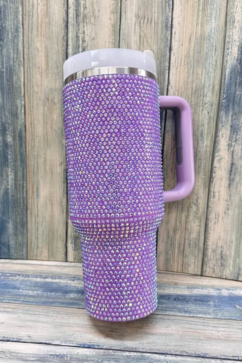 RHINESTONE STAINLESS STEEL TUMBLERS  40oz: Black