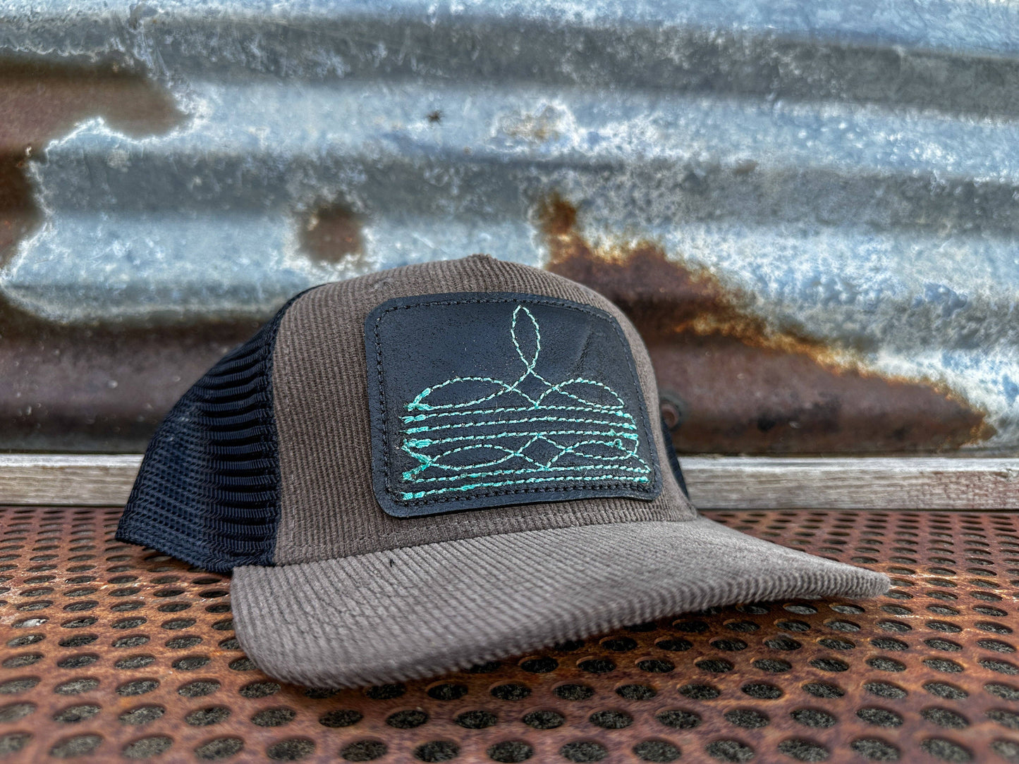 Boot Stitch Corduroy Cap Cowgirl Rodeo Western Cowboy: Sage-brown-corduroy