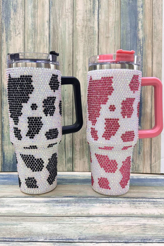 COW RHINESTONE STAINLESS STEEL TUMBLERS  40oz : Pink