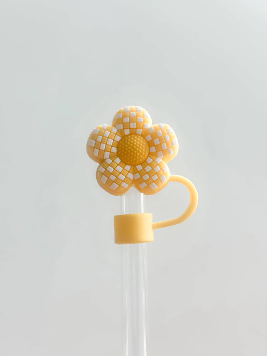 Straw Cover 10MM "Checkered Flower Yellow"