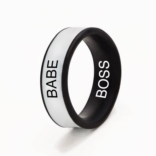 Flip Reversible BOSS and BABE ring