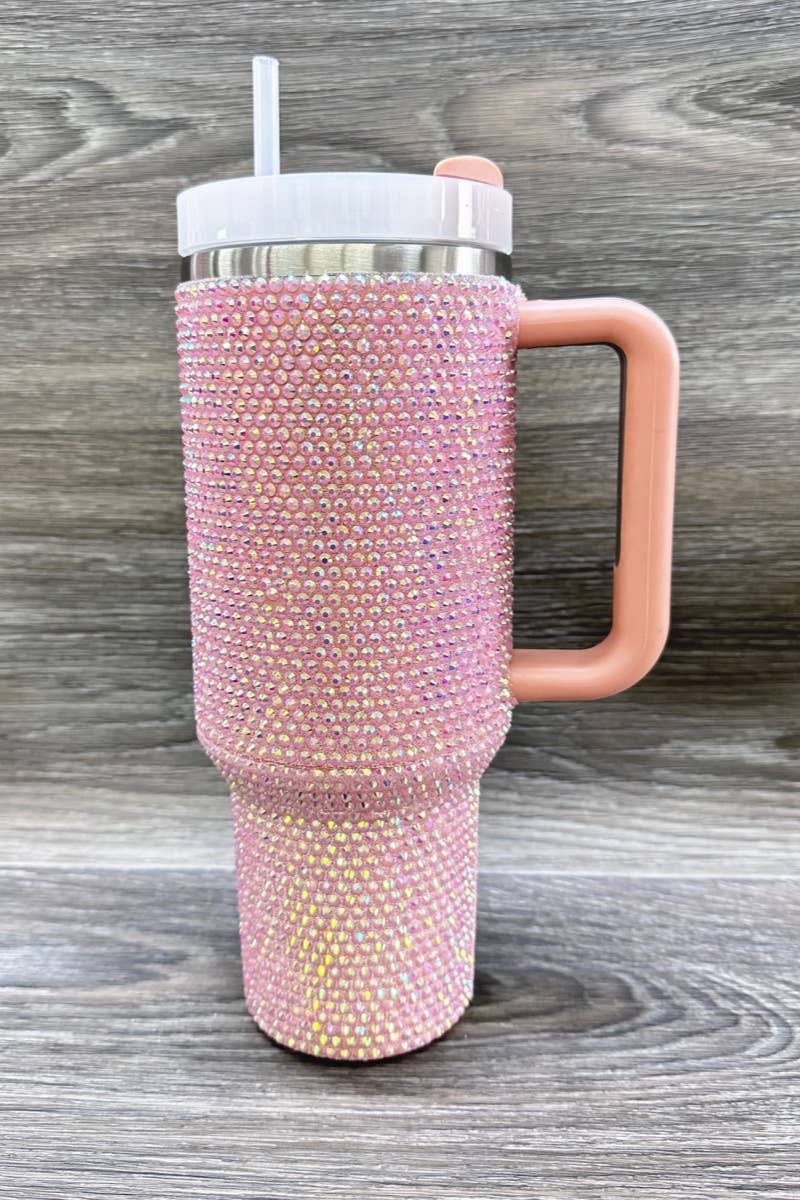 RHINESTONE STAINLESS STEEL TUMBLERS  40oz: Black