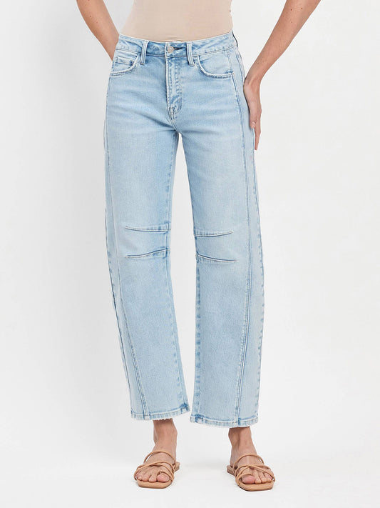 HIGH RISE LIGHT WASH BARREL LEG JEANS F5768LT: NORTHERN LIGHTS / 27