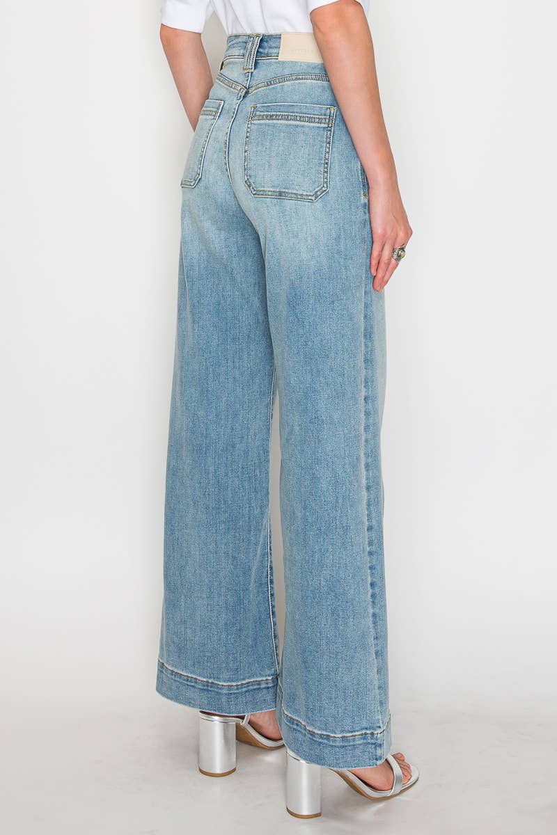 TUMMY CONTROL HIGH RISE A LINE WIDE LEG JEAN: 5 (26)