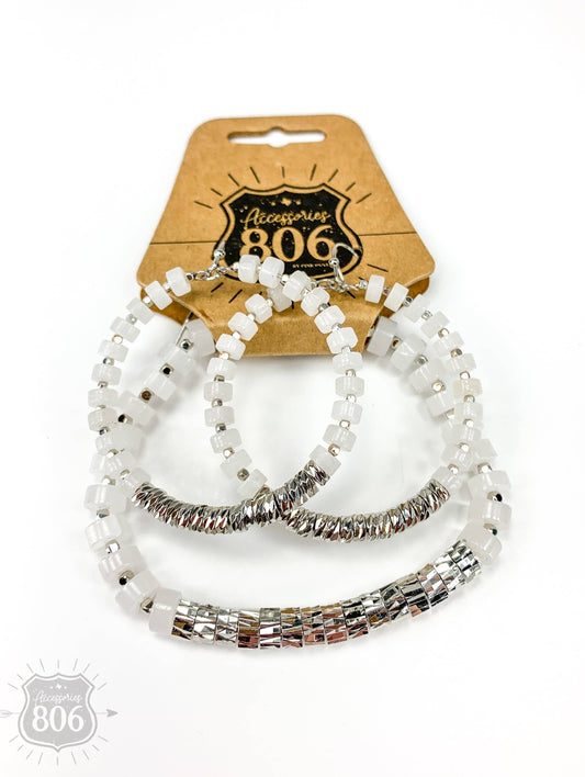 Earrings and bracelet set 806-S007 - LAST CALL: White