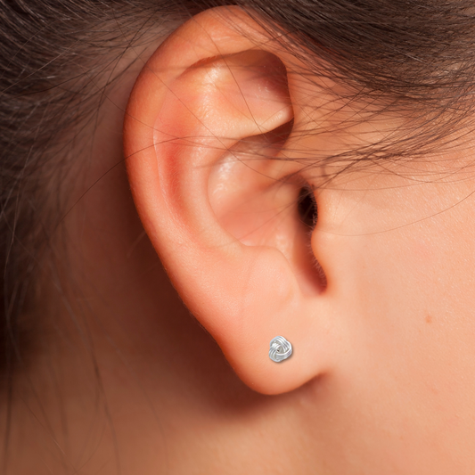 925 Sterling Silver Tiny Nautical Knot Stud Earrings
