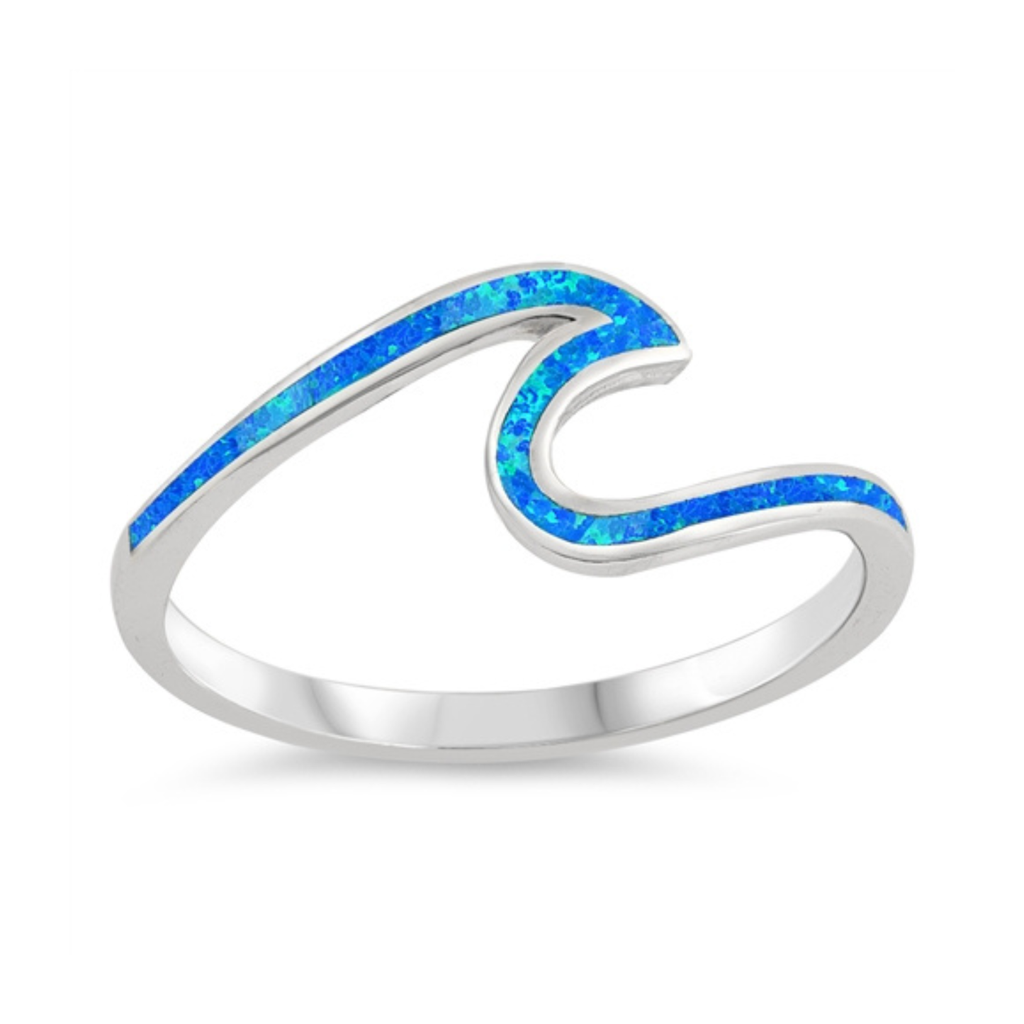 R-13 Blue Lab Opal Wave Ring: 8