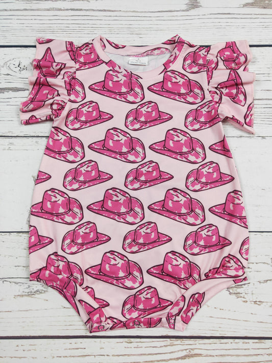 Girls Hat Printed Western Romper