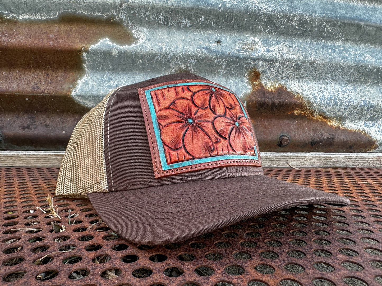 Primerose Hand Tooled Patch Cap Cowgirl Rodeo Western Cowboy: Heather Charcoal/Black