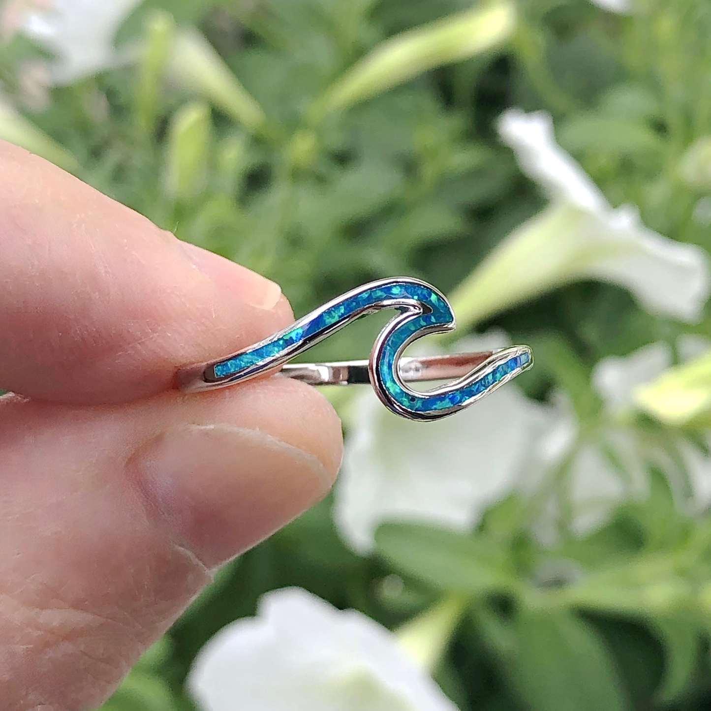 R-13 Blue Lab Opal Wave Ring: 8