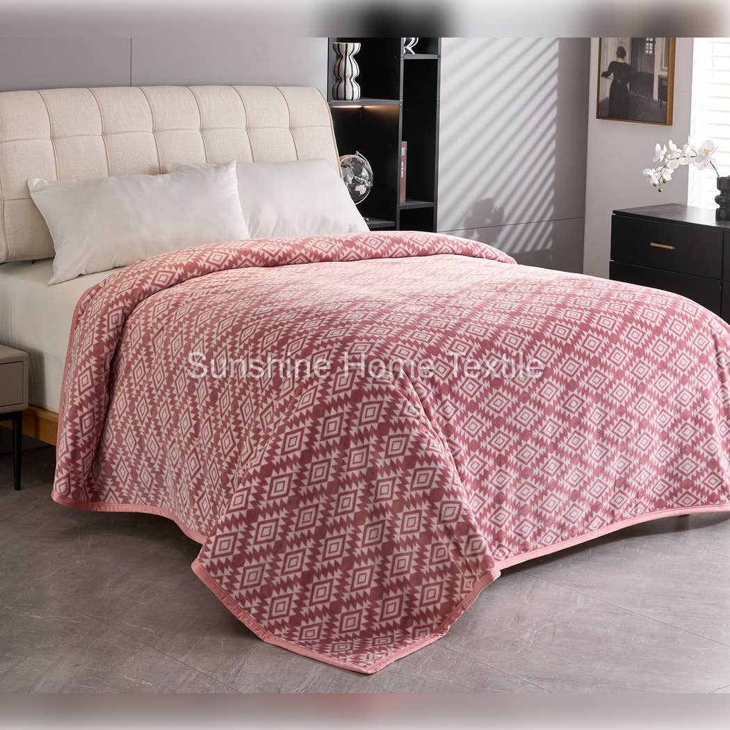 Pink Southwest Aztec King Size Super Soft Plush Blanket
