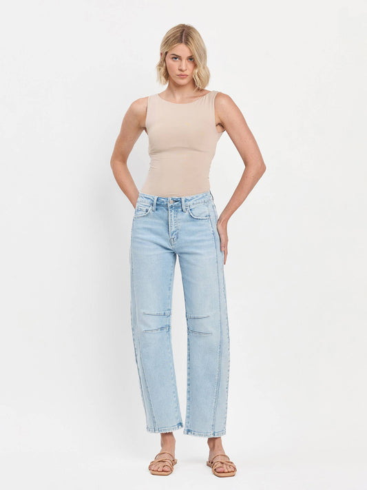 HIGH RISE LIGHT WASH BARREL LEG JEANS F5768LT: NORTHERN LIGHTS / 27