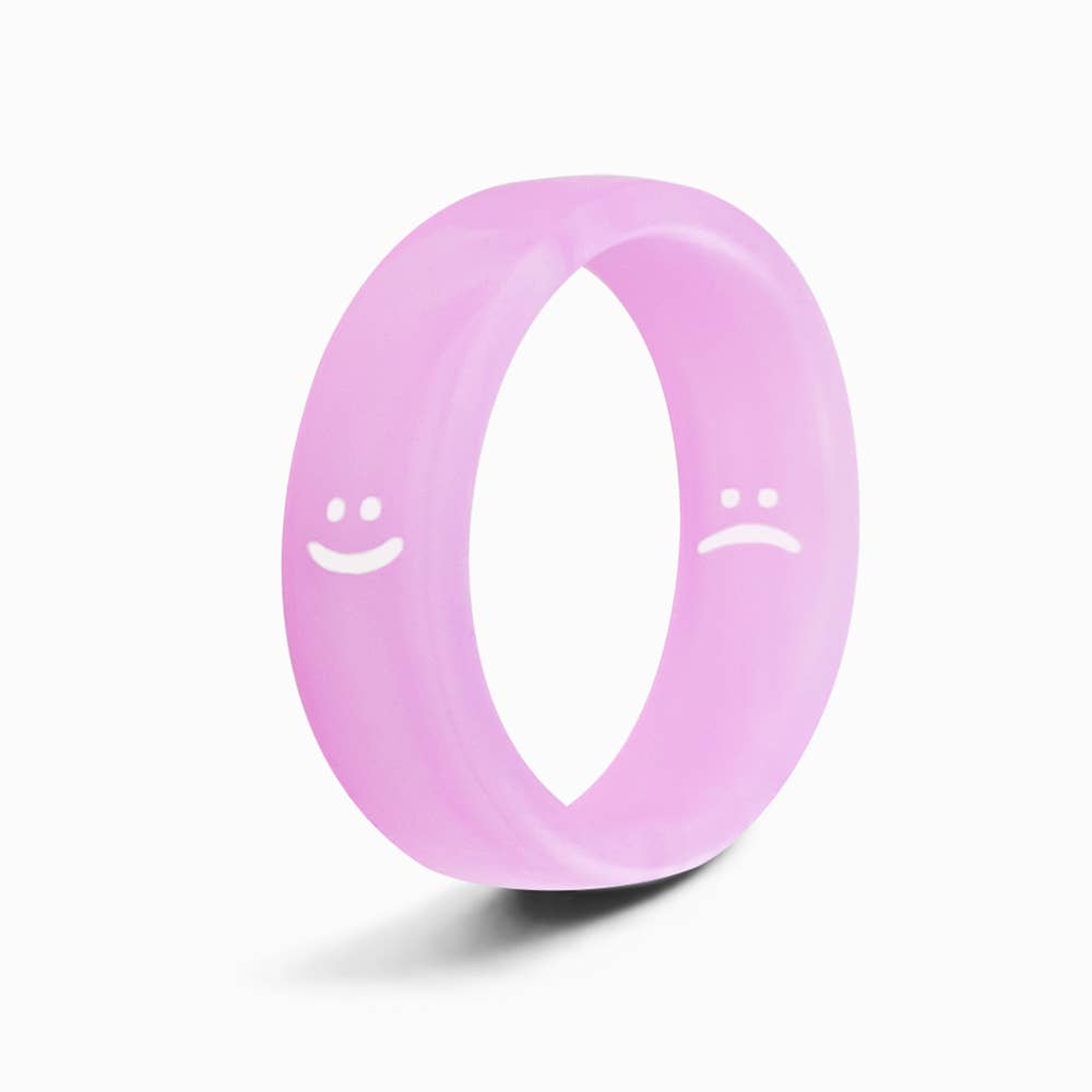 Flip Reversible Smile and Frown Ring Purple Marble