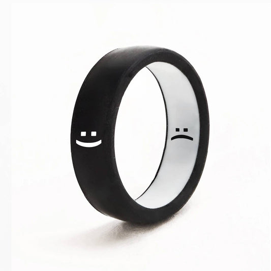 Flip Reversible Smile and Frown Ring Black