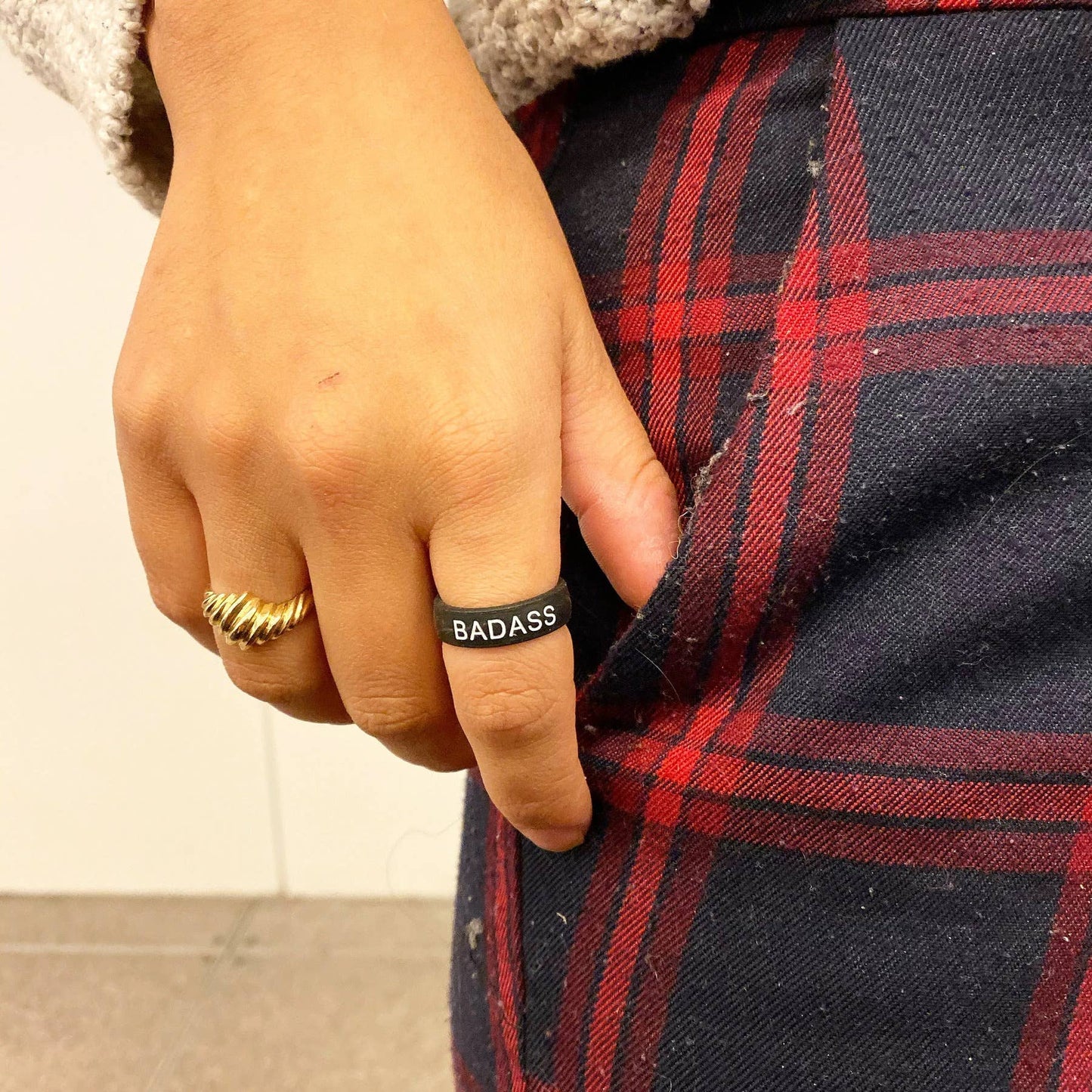 Flip Reversible Badass and Gurrl Ring